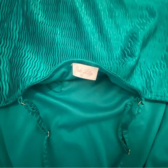 Pink Lily Teal Pleated Midi Dress - Size Large - Picture 8 of 10